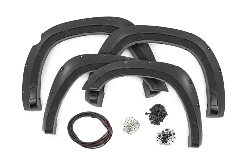 Rough Country - A-D319205-PXJ | Rough Country Defender Fender Flares For Ram 1500 2WD/4WD | Diamond Black