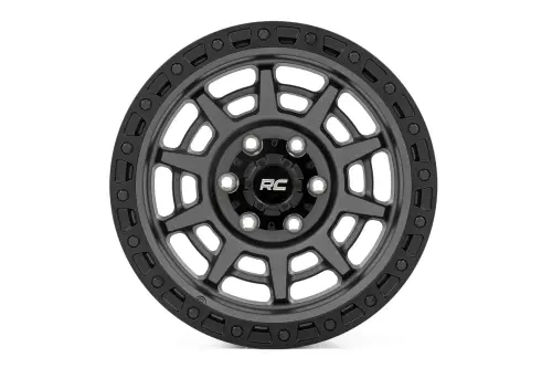Rough Country - 85172512 | Rough Country 85 Series Wheel | Simulated Beadlock / Gunmetal Gray/Black / 17x9 / 6x5.5 / +25mm
