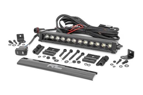 Rough Country - 70712BLDRL | Rough Country 12 Inch Black Series LED Light Bar | Single Row, Cool White DRL