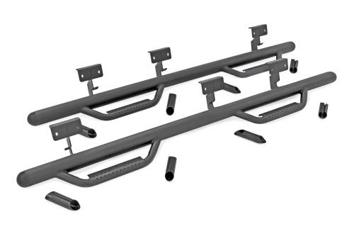 Rough Country - RCC9989QCB | Rough Country Cab Length Nerf Steps For Chevrolet Silverado / GMC Sierra 1500 2WD/4WD | Extended Cab, 6'7" Bed