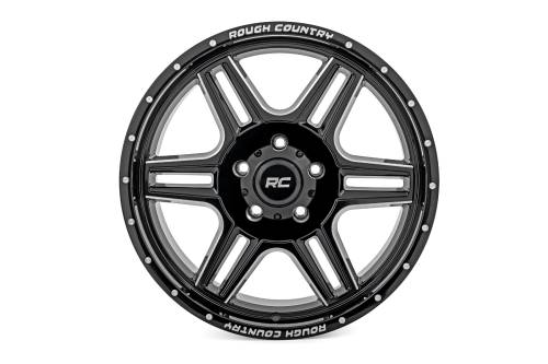 Rough Country - 92180017 | Rough Country 92 Series Wheel | Machined One-Piece / Gloss Black / 18x9 / 6x135 / +0mm