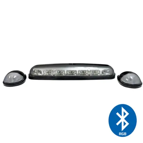 Recon Truck Accessories - 264155CLRGB | Recon 3 Piece Set Clear Cab Roof Light Lens with RGB (Multi-Colored) High-Power LED's (2002-2007 Silverado, Sierra 2500 HD, 3500 HD)