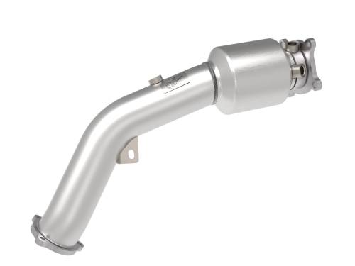 Afe - Advance Flow Engineering - 48-36410-YC | AFE Power Twisted Steel Down Pipe 3 IN 304 Stainless Steel w/ Cat (2009-2016 A4, A5 L4-2.0L t)