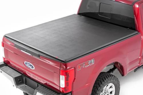 Rough Country - 41517650A | Rough Country Soft Tri-Fold Bed Cover For Ford F250 / F350 Super Duty 2WD/4WD | 6'10" Bed