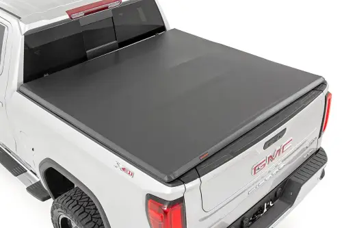 Rough Country - 41308550A | Rough Country Soft Tri-Fold Bed Cover For Chevrolet Silverado / GMC Sierra 1500 | 5'10" Bed, Short Bed