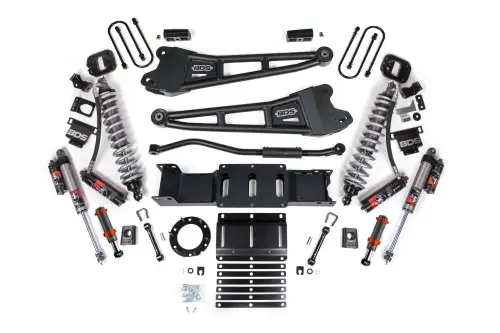 BDS Suspension - BDS1654PESB | BDS Suspension 3 Inch Lift Kit With Radius Arm For Dodge Ram 3500 Truck 4WD | Diesel, Fox 2.5 Coil-Over Performance Elite, Rear Lift With 2 Inch Block Kit With Overload, Front Fox 2.0 Hydro Bump Stop, 6 Bolt Indexing Ring