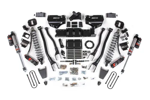 BDS Suspension - BDS1670PES | BDS Suspension 4 Inch Lift Kit With 4 Link For Dodge Ram 3500 4WD | Diesel, Fox 2.5 Coil-Over Conversion Performance Elite, Rear 2 Inch Block Kit Without Overload, Front Rubber Bump Stop, 6 Bolt Indexing Ring