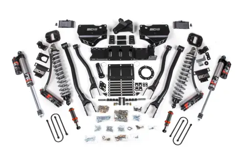 BDS Suspension - BDS1670PESB | BDS Suspension 4 Inch Lift Kit With 4 Link For Dodge Ram 3500 4WD | Diesel, Fox 2.5 Coil-Over Conversion Performance Elite, Rear 2 Inch Block Kit Without Overload, Front Fox 2.0 Hydro Bump Stop, 6 Bolt Indexing Ring