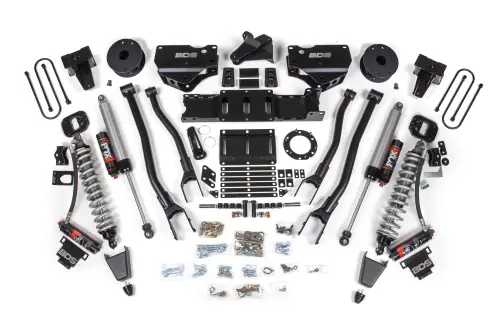 BDS Suspension - BDS1690PES | BDS Suspension 6 Inch Lift Kit With 4 Link For Ram 3500 4WD | Diesel, Fox 2.5 Coil-Over Conversion Performance Elite, Rear Lift 5 Inch Block Kit Without Overload, Front Rubber Bump Stop, 6 Bolt Indexing Ring