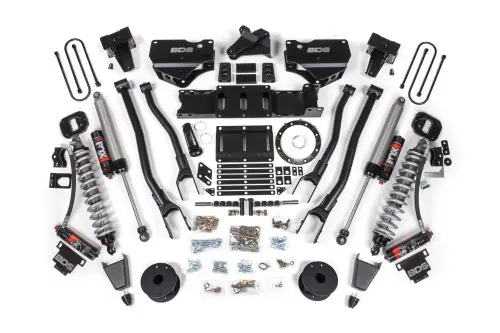 BDS Suspension - BDS1692PES | BDS Suspension 6 Inch Lift Kit With 4 Link For Ram 3500 4WD | Diesel, Fox 2.5 Coil-Over Conversion Performance Elite, Rear Lift 5 Inch Block Kit Without Overload, Front Rubber Bump Stop, 8 Bolt Indexing Ring