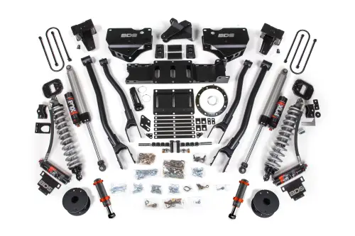 BDS Suspension - BDS1693PESB | BDS Suspension 6 Inch Lift Kit With 4 Link For Ram 3500 4WD | Diesel, Fox 2.5 Coil-Over Conversion Performance Elite, Rear Lift 2 Inch Block Kit With Overload, Front Fox 2.0 Hydro Bumper Stop, 8 Bolt Indexing Ring