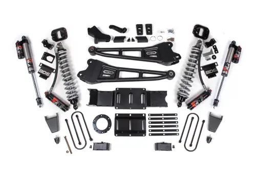 BDS Suspension - BDS1705PES | BDS Suspension 4 Inch Lift Kit With Radius Arm For Ram 3500 4WD | Diesel, Fox 2.5 Coil-Over Conversion Performance Elite, Rear Lift 2 Inch Block Kit With Overload, Front Rubber Bump Stop, 6 Bolt Indexing Ring