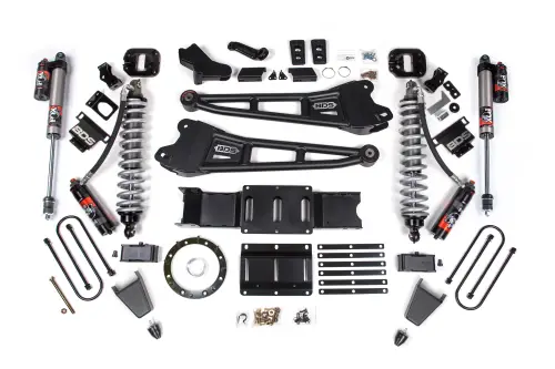 BDS Suspension - BDS1707PES | BDS Suspension 4 Inch Lift Kit With Radius Arm For Ram 3500 4WD | Diesel | Fox 2.5 Coil-Over Performance Elite, Rear Lift 2 Inch Block Kit With Overload, Front Rubber Bump Stop, 8 Bolt Indexing Ring