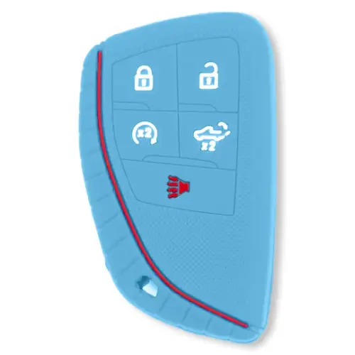 Recon Truck Accessories - 264002GM2BB | Recon Baby Blue Pantone 2095 C Silicone Key Fob Cover (2022-2025 Silverado, Sierra 1500, 2500 HD, 3500 HD)
