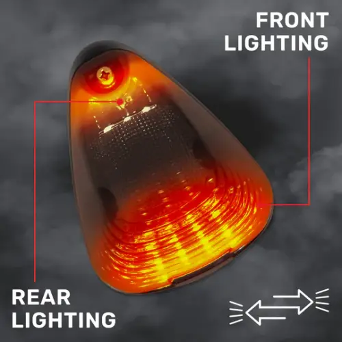 Recon Truck Accessories - 264143BKHPAMX | Recon 1-Piece Smoked Cab Roof Light Kit 2-Way Front & Rear Facing Ultra High-Power Amber LEDs Smoked Lens (1999-2016 F250, F350 Super Duty For Models That DID NOT Come With Factory Cab Lights)