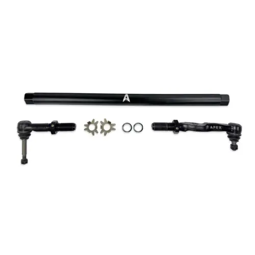 Apex Chassis - KIT373-BLK | Apex Chassis Drag Link Kit For Ford F-250/F-350 Super Duty 4WD, Except Wide Track | Anodized Black Aluminum
