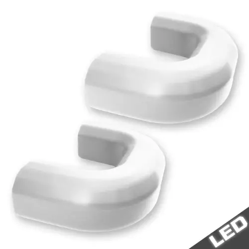 Recon Truck Accessories - 264004CHHDLEDWH  | Recon Tow Hook Covers 2-Piece Set of White Silicone Covers w LED Running Lights (2020-2025 Silverado 2500 HD, 3500 HD)