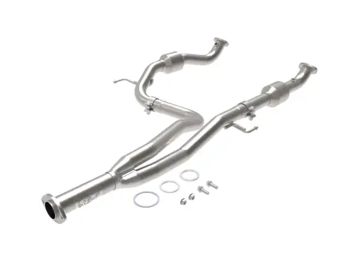 Afe - Advance Flow Engineering - 48-46011-RC | AFE Power Twisted Steel Y-Pipe 2-1/2 IN 409 Stainless Steel w/ Cat (2016-2019 Tacoma V6-35L 2WD)