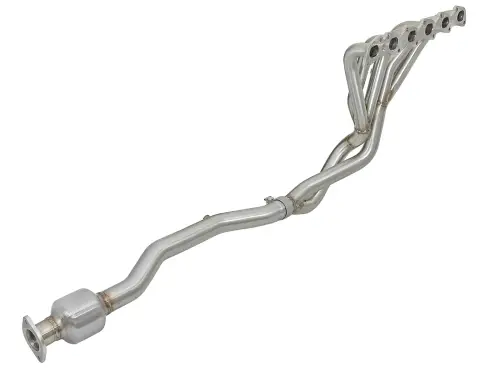 Afe - Advance Flow Engineering - 48-36109-YC | AFE Power Twisted Steel Long Tube Header & Connection Pipes w/ Cat (2001-2016 Patrol L6-4.8L)