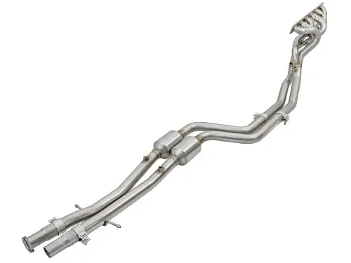 Afe - Advance Flow Engineering - 48-36316-YC | AFE Power Twisted Steel Long Tube Header & Mid Pipe 304 Stainless Steel w/ Cat (1996-1999 M3 E36 L6-3.2L S52)