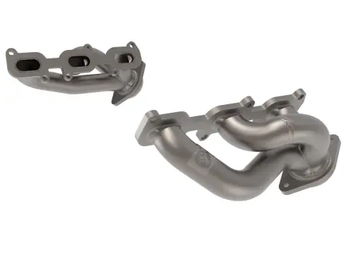 Afe - Advance Flow Engineering - 48-43031-T | AFE Power Twisted Steel 409 Stainless Steel Short Tube Header w/ Titanium Ceramic Coat Finish (2011-2017 Mustang V6-3.7L)