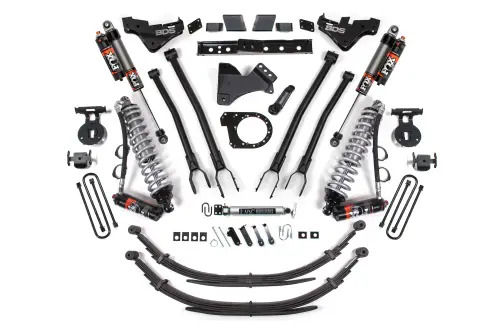 BDS Suspension - BDS2253PES | BDS Suspension 7 Inch Lift Kit With 4 Link For Ford F-250 / F-350 Super Duty 4WD Diesel | Rear Lift Leaf Springs, Fox 2.5 Performance Elite Coilover Conversion