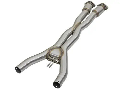 Afe - Advance Flow Engineering - 48-34129-1YC | AFE Power Twisted Steel X-Pipe 3 IN 304 Stainless Steel w/ Cat (2014-2018 Corvette V8-6.2L, 6.2L sc)