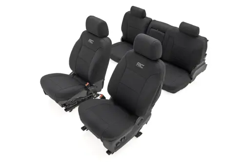 Rough Country - 91070 | Rough Country Neoprene Seat Covers For Chevrolet Silverado / GMC Sierra 2500 HD & 3500 HD | Front & Rear 60/40 Bench