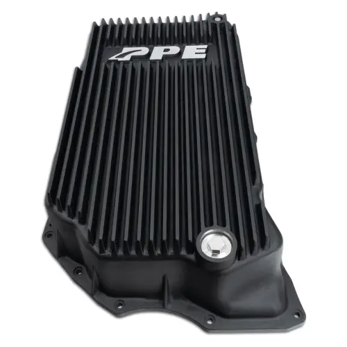 Pacific Performance Engineering - 128051420 | PPE Performance Heavy-Duty Cast Aluminum Transmission Pan Black Finish (2020-2025 GM 6.6L Duramax 10L1000)