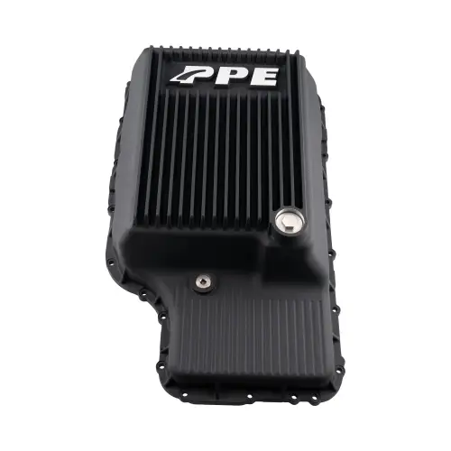 Pacific Performance Engineering - 328053420 | PPE Performance Heavy-Duty Cast Aluminum Transmission Pan Black Finish (2020-2026 Ford F250, F350 Super Duty 6.2L, 7.3L 10R140)