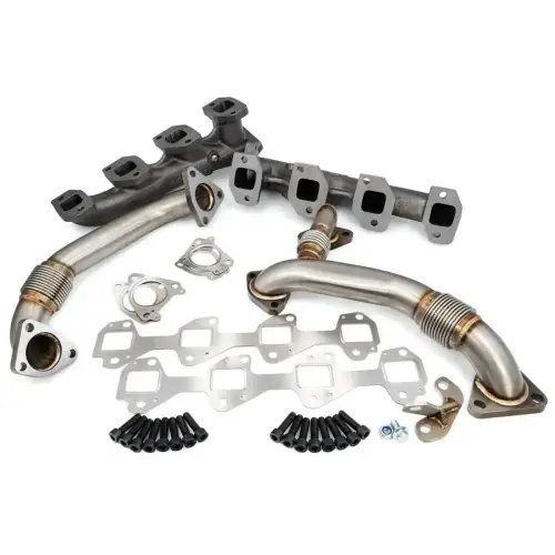 Pacific Performance Engineering - 116111420 | PPE Performance High-Flow Exhaust Manifold and Up-Pipe Kit Black Ceramic Coating (2004.5-2005 Silverado, Sierra 2500 HD, 3500 HD 6.6L td)
