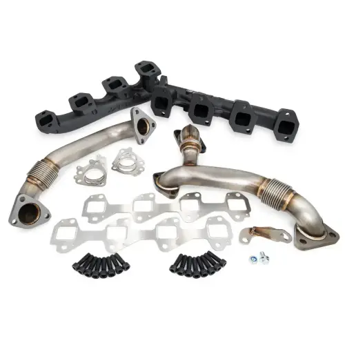 Pacific Performance Engineering - 116111820 | PPE Performance Duramax High-Flow Exhaust Manifold and Up-Pipe Kit Black Ceramic Coating (2007.5-2010 Silverado, Sierra 2500 HD, 3500 HD 6.6L td)