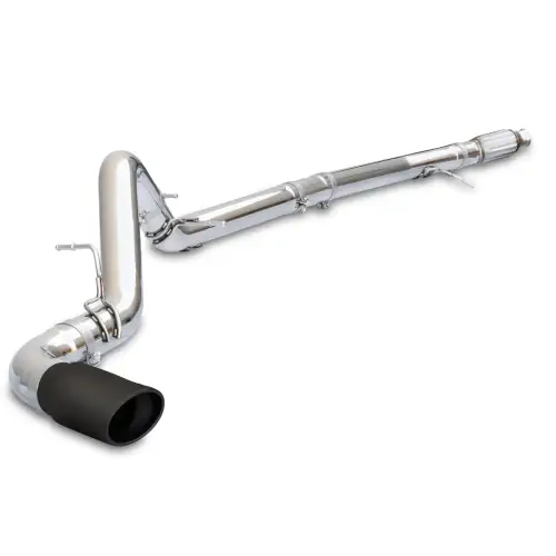 Pacific Performance Engineering - 117053020 | PPE Performance 304 Stainless Steel DPF-Back Performance Exhaust Kit - Single Exit Polished Tubes, Black Ceramic Coated Tips (2020–2022 Silverado, Sierra 1500 I6-3.0L td)