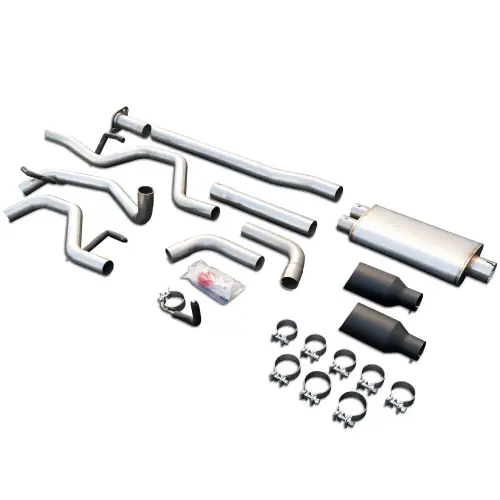 Pacific Performance Engineering - 317040020 | PPE Performance Cat-Back Exhaust System Dual Exit Raw Tubes, Black Ceramic Coated Tips (2015-2020 F150 V6-2.7L, 3.5L Twin Turbo, V8-5.0L)