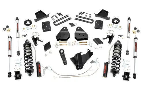 Rough Country - 56658 | Rough Country 6 Inch Coilover Conversion Lift Kit For Ford F-250 Super Duty | 2011-2014 | Gas, Rear Factory Spring, Rear V2 Shocks