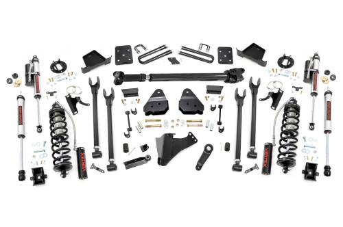 Rough Country - 50859 | Rough Country 6 Inch Coilover Conversion Lift Kit 4-Link For Ford Super Duty | 2017-2022 | Factory Rear Overload Springs, 4" Axle, Vertex Adjustable Shocks, Front Driveshaft