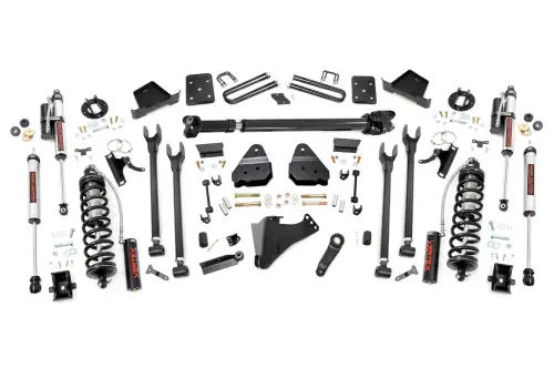 Rough Country - 56059 | Rough Country 6 Inch Coilover Conversion Lift Kit 4-Link For Ford Super Duty | 2017-2022 | Factory Rear Overload Springs, 3.5" Axle, Vertex Adjustable Shocks, Front Driveshaft