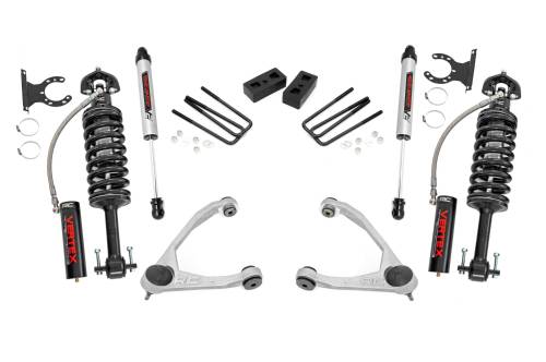 Rough Country - 19857 | Rough Country 3.5 Inch Lift Kit Chevrolet Silverado / GMC Sierra 1500 (2007-2016) | Aluminum Finish Arm, Vertex Adjustable Coilovers, Rear V2 Monotube Shocks