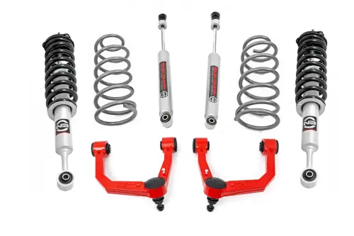 Rough Country - 76632RED | Rough Country 3 Inch Lift Kit For Toyota 4Runner | Red Finish Arm, N3 Strut With N3 Rear Shocks