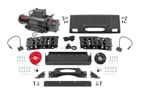 Rough Country - 10752 | Rough Country Hidden Winch Mount With LED Fog Lights For Toyota Land Cruiser 4WD | Yellow SAE Fog Light Series, With Pro95000S Which