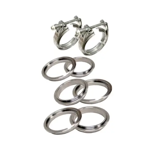 Pacific Performance Engineering - 517340008 | PPE Performance Standard 304 Stainless Steel V-Band - 8 piece Set (2C 3M 3F) | 4.0 Inch Dimensions
