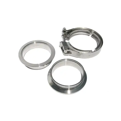 Pacific Performance Engineering - 517222503 | PPE Performance QR 304 Stainless Steel Clamps - Aluminum Flanges - 3 Piece Set (1C 1M 1F) | 2.25 Inch Dimensions