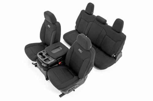 Rough Country - 91071L | Rough Country Leather Seat Covers, Front Row Bucket, Rear Row 60/40 For Chevy Silverado 1500/GMC Sierra 1500
