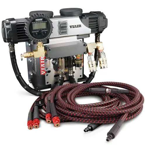 VIAIR - 80309BS | VIAIR Dual VMS PRO Complete Air Management System | Black, VMS444, 4 Way Hose System: Small (Up To 100" Wheelbase)