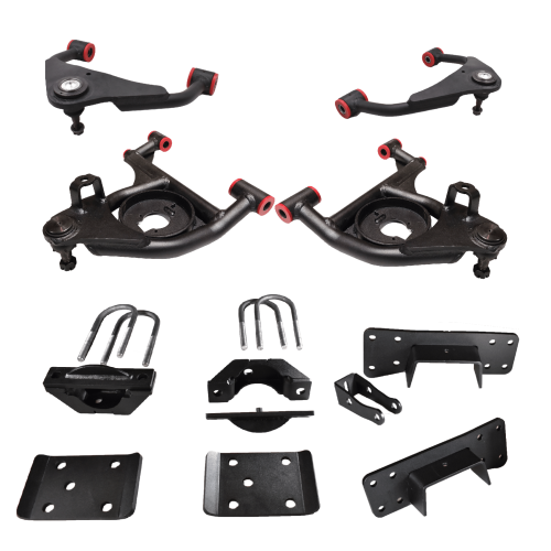 DJM Suspension - DJM2599-46+ | DJM Suspension 4 Inch Front / 6 Inch Rear Lowering Kit for 1999-2006 Silverado, Sierra 1500 2WD (Shocks Included)