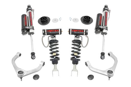 Rough Country - 31450 | Rough Country 3.5 Inch Lift Kit For Ram 1500 4WD/RWD | Aluminum Finish Control Arm, Vertex Coilovers With Vertex Shocks