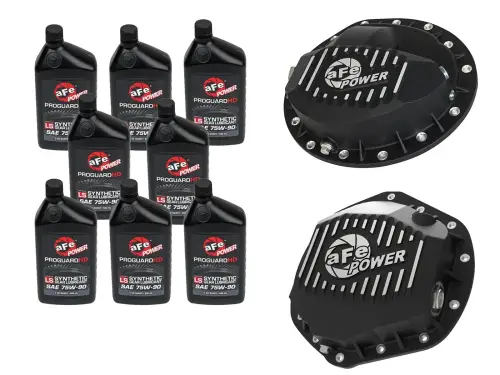 Afe - Advance Flow Engineering - 46-7700AB | aFe Power Front & Rear Differential GUARD Package, With Oil For Dodge Diesel Trucks L6 (AAM 9.25-14 & AAM 11.5-14)