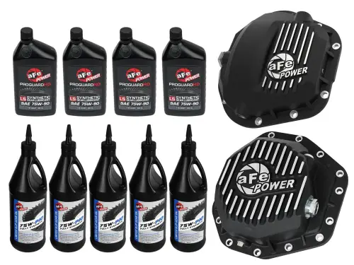 Afe - Advance Flow Engineering - 46-7705AB | aFe Power Front & Rear Differential GUARD Package, With Oil For Ford Diesel Trucks V8 (Dana Super 60 & Dana M275-14)