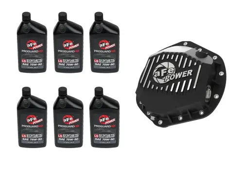 Afe - Advance Flow Engineering - 46-7706AB | aFe Power Front & Rear Differential GUARD Package, With Oil For GM Diesel Trucks V8 (AAM 9.25 & AAM 11.5-14)