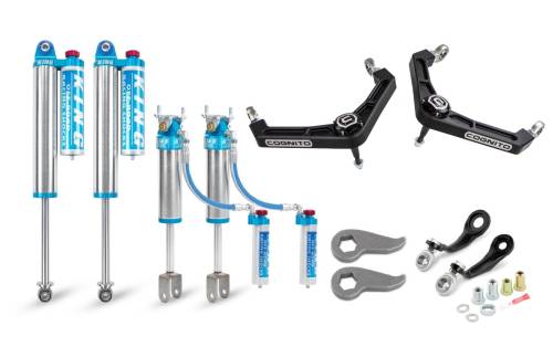 Cognito Motorsports - 510-P1379 | Cognito 3 Inch Elite Billet Upper Control Arm Leveling Kit with King 2.5 Reservoir Shocks For Chevrolet Silverado / GMC Sierra 2500/3500 2WD/4WD